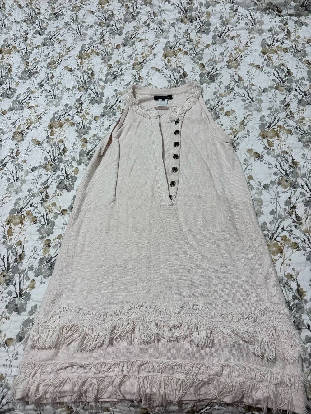Nanette Lepore Blush Fringe-Hem Sleeveless Tunic